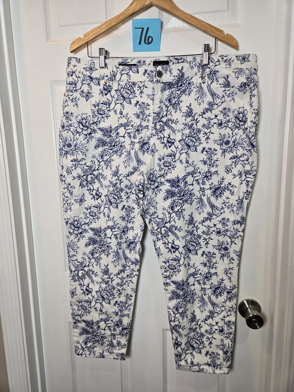 Talbots White Jeans with Navy Floral Print